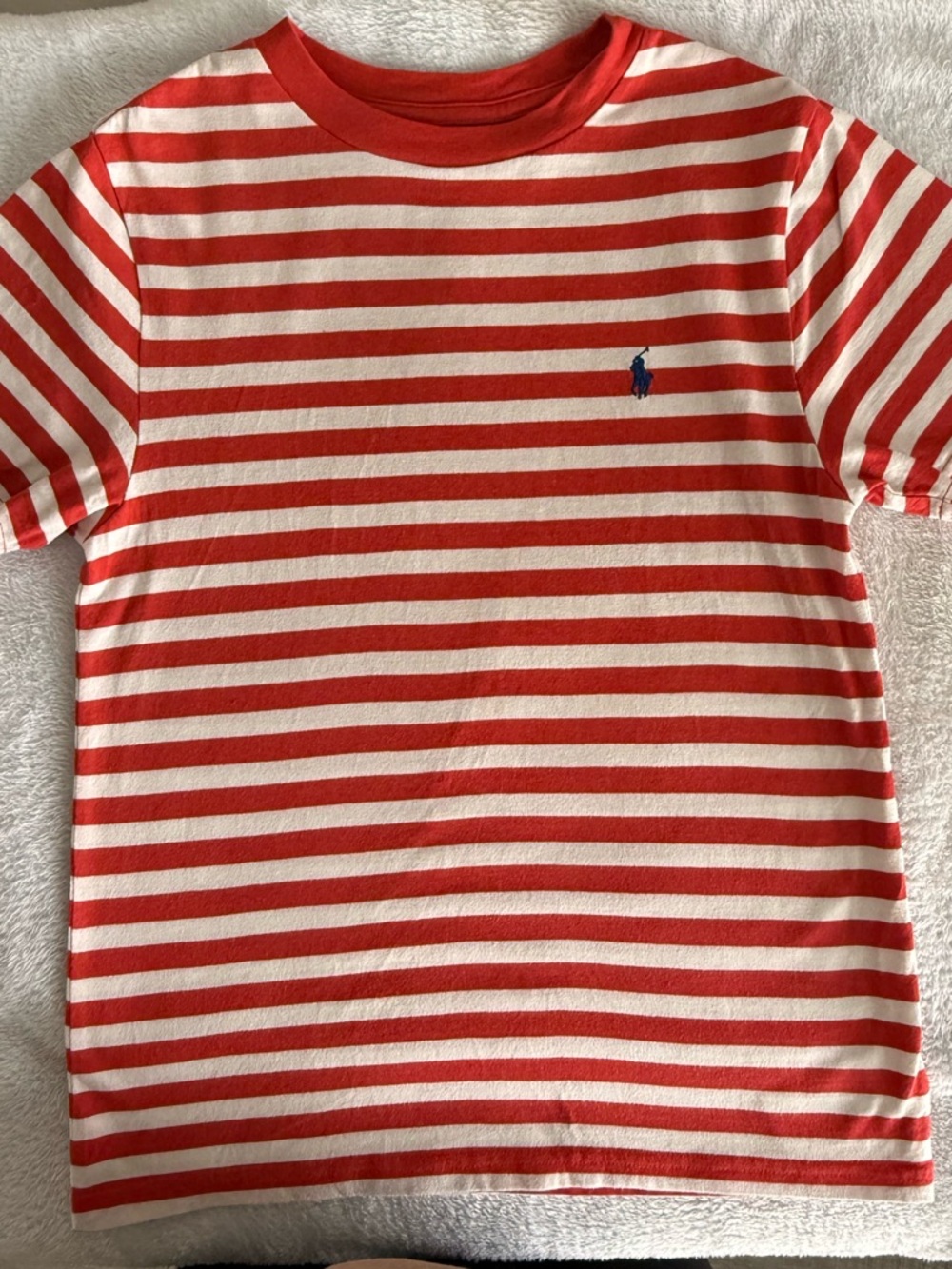 Polo by Ralph Lauren Red & White Striped Tee with Navy Pony